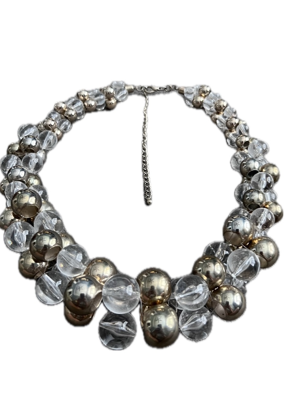 Statement Clear and Gold Beaded Necklace - Women Jewelry